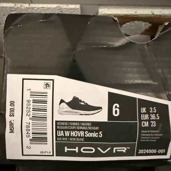 UNDER ARMOUR WOMEN'S 6 HOVR SONIC 5 BLACK RUNNING SHOES 3024906-001 - Picture 6 of 6